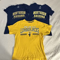 Northern Arizona University NAU  Lumberjacks yellow and navy t-shirts bundle Size S 
