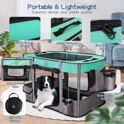 Dog Playpen 31”x23”x21”,Pet Playpen,Foldable Dog Cat Playpens,Portable Exercise Kennel Tent Crate,Water-Resistant Breathable Shade Cover