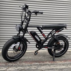 Brand new in box, e-bike 750w 48v 17.5ah, top speed 28 mph. Full suspension, with chain lock, phone holder, foot pegs,  electric bike 