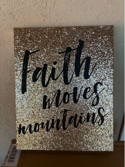 Wall decor / room decor / gold glitter wall art / home decor / inspirational faith quotes / gold and black decor