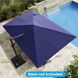 9 ft. x 12 ft. Heavy-Duty Frame Rectangular Cantilever Patio Umbrella in Navy Blue