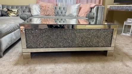 Mirrored Coffee Table with Crushed Diamonds
