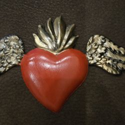 Hand-painted Tin Heart With Wings