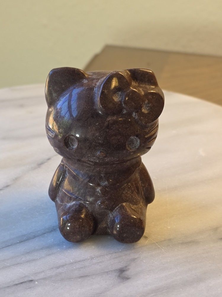 3.4" Approximately Jasper Hello Kitty Quartz Crystal 