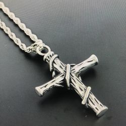 Fashion personality rose cross titanium steel necklace