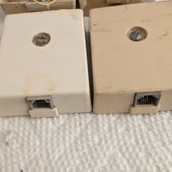 3 Wall Mount Telepone Or Modem Plug Boxes For 4 Wires And One Cover.