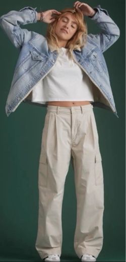 Womens NWT AE77 American Eagle Pleated Cargo Utility Straight Leg Pants