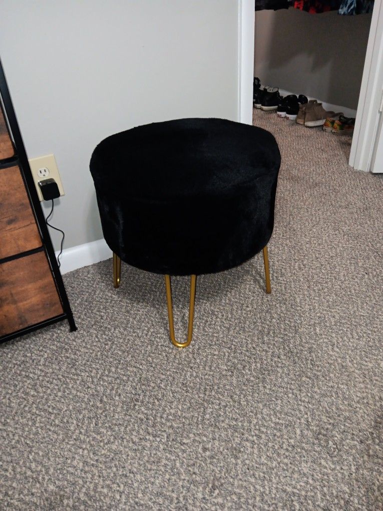 Black Suede Ottoman