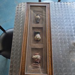 Antique Framed Ceramic Vases. 