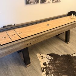 Used American Legend 9 ft. Shuffleboard Table 2 in 1 Shuffleboard and Bowling Combo Game Set