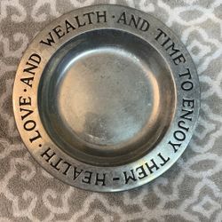 Intake William Armetale Pewter Themed Plate/bowl “Health & Love”! 