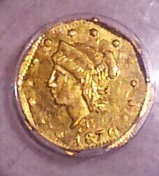1870 California Gold Coin 1/4 Dollar