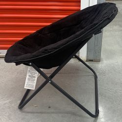 💍 1 Faux Fur Saucer Chair, Black + Black Frame... Value $45