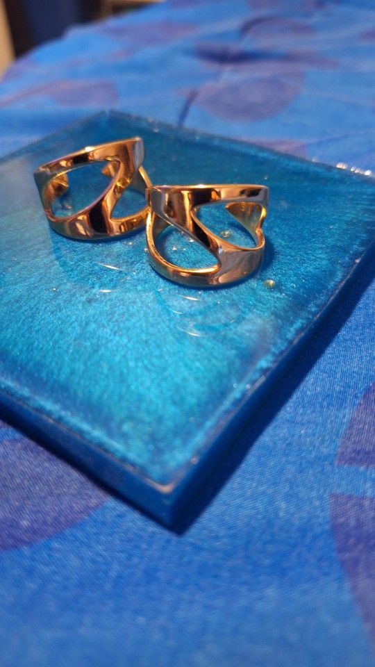 (6) Large Gold Tone Earrings