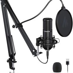 Podcast Microphone 192KHZ/24BIT AU-PM420 Metal USB Condenser Cardioid PC Mic with Professional Sound Chipset for Gaming, Streaming, YouTube, Voice Ove