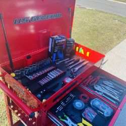 U.S. General Red 4-Drawer Tech Cart Loaded with Tools for only $450