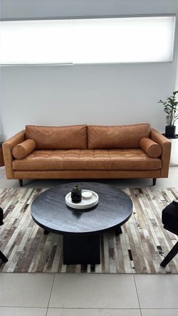 Italian Leather Sofa (88" Tufted Bench Seat)