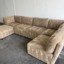 Caramel Brown 7 Piece Modular Couch with 2 Ottomans
