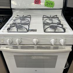 White GE stove (delivery+install available) width 30”