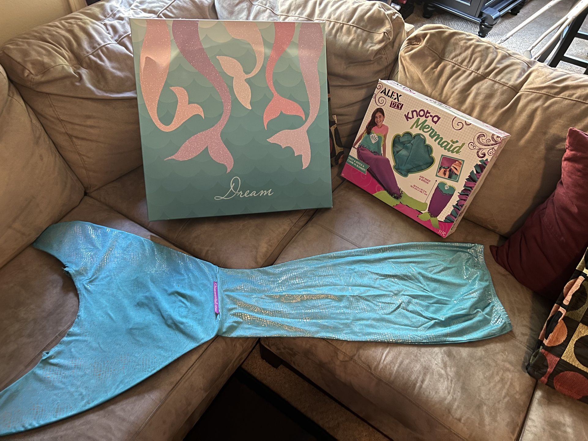 )Mermaid Stuff (Mermaid swim Tail, artwork and blanket)