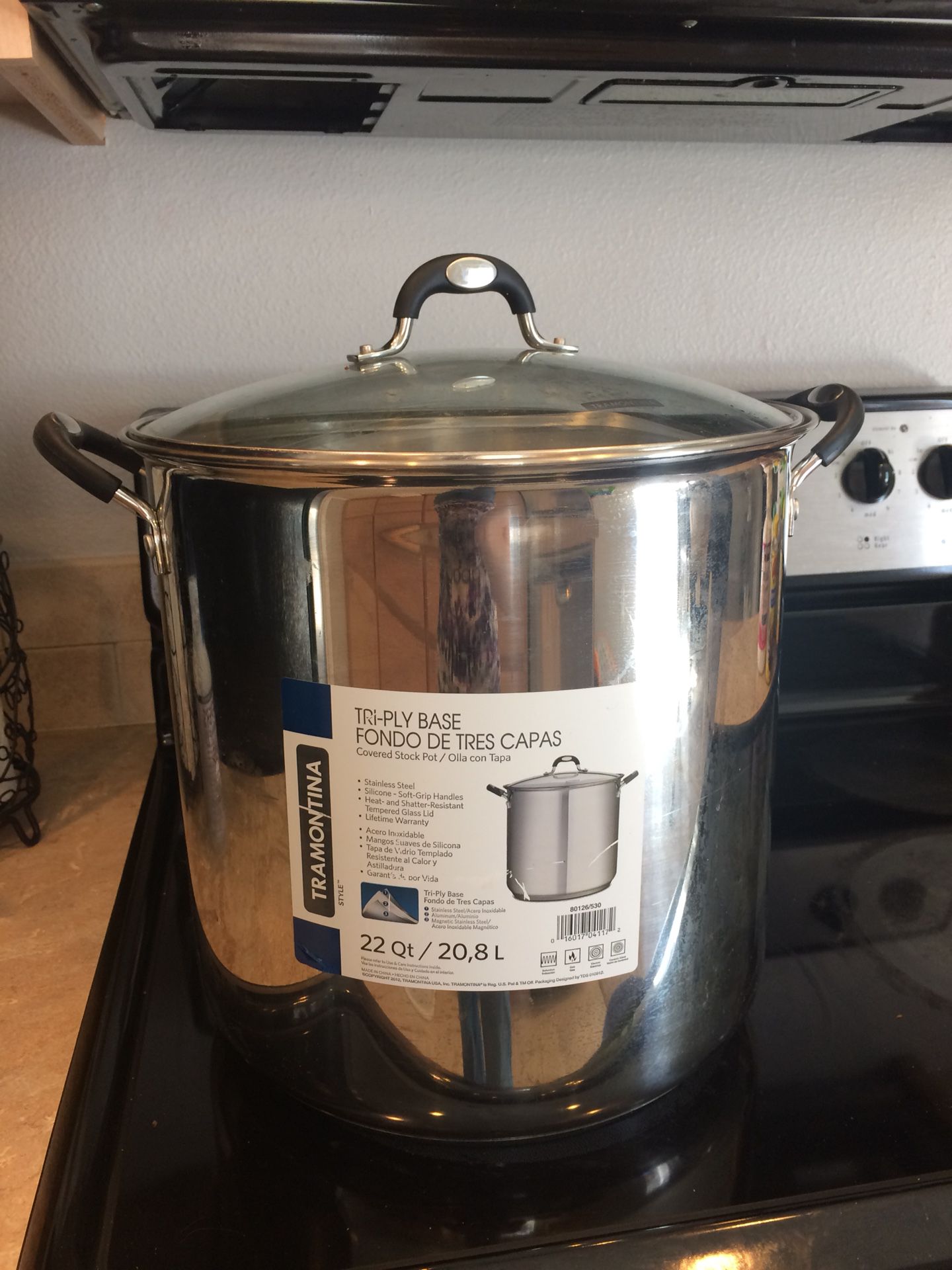 Tramontina 22 Quart Stainless Steel Covered Stock Pot 