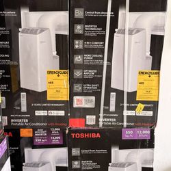 Toshiba 12000BTU    Dual-Hose Portable AC – Faster Cooling!