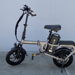 ENGWE O14,Shaft Drive Design (chainless) Mini Folding E-Bike 14" Fat Tire 400W 15.6Ah Battery Electric Bike, gray/ white/ black  