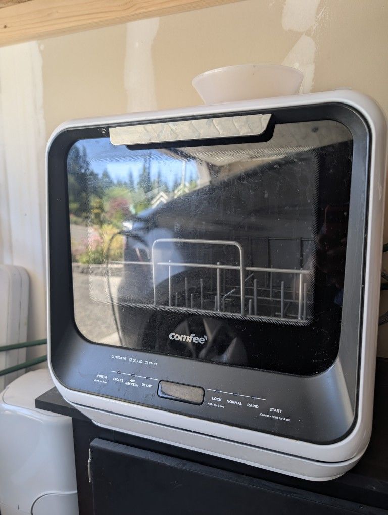 COMFEE' Portable Mini Dishwasher Countertop with 5L Built-in Water Tank for Apartments& RVs, No Hookup Needed, 6 Programs, 360° Dual Spray, 162℉ High