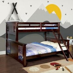 🔥JUST IN 🔥 Brand New Cottage Dark Walnut Mission Style TWIN XL/QUEEN BUNK BED   