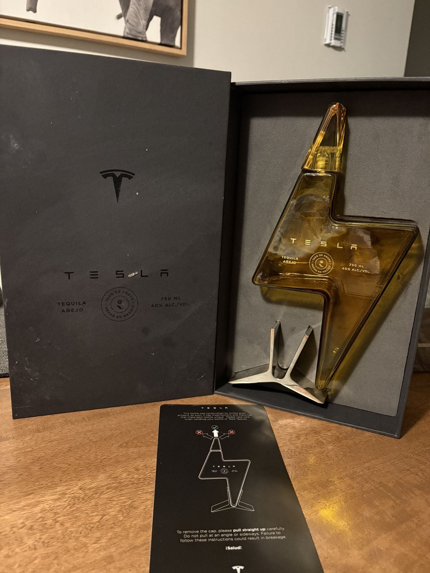 Empty Tesla tequila Decanter With Box