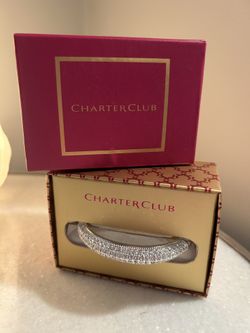 Charter Club Silvertone Clear Pave Bangle Bracelet
