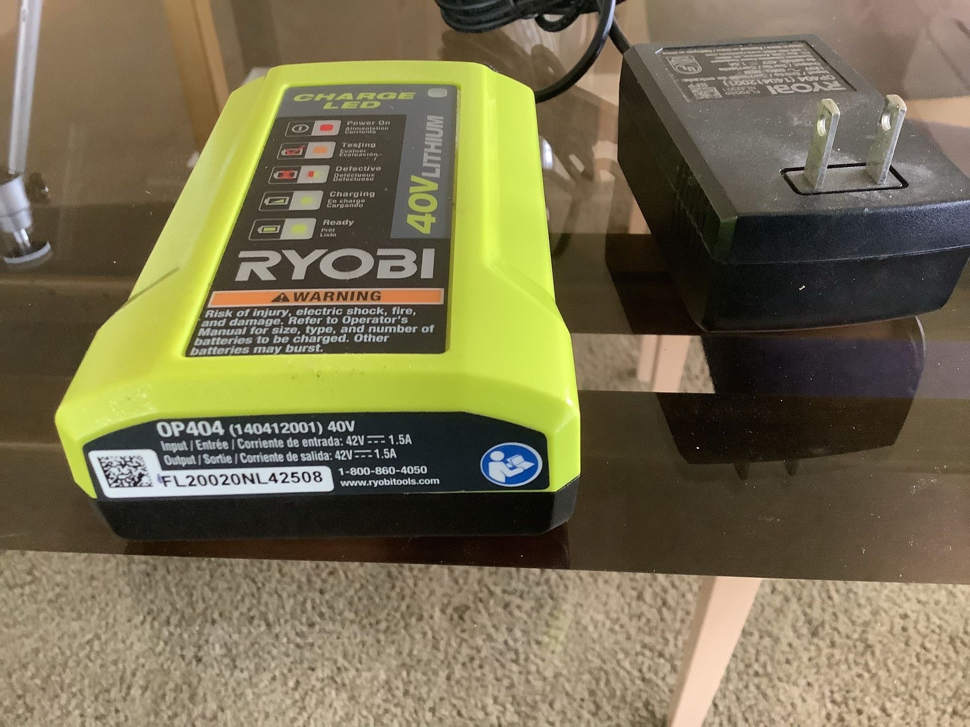 RYOBI 40V Lithium Battery Charger & Power Supply