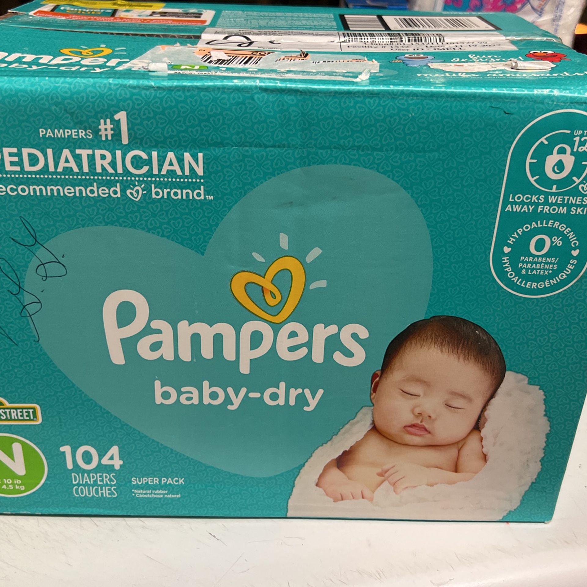 Pampers Baby Dry New Born 10 Lb 104 Diapers