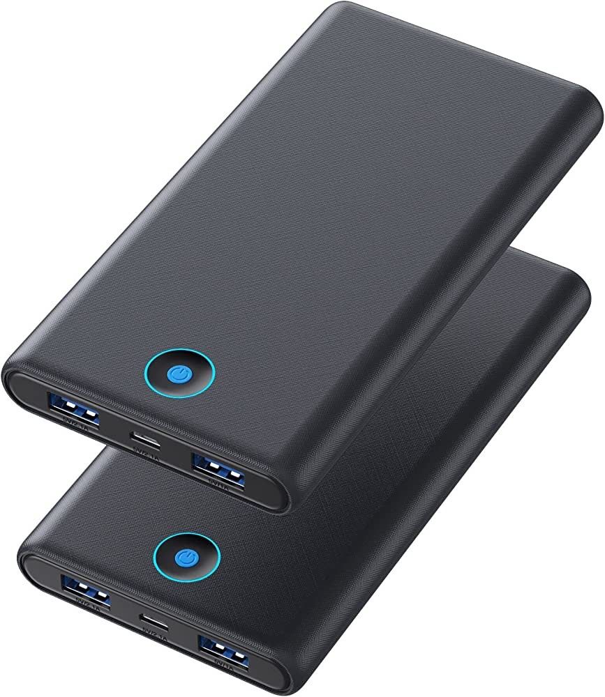 FOCHEW Portable Charger, 2-Pack 20000mAh Power Bank Ultra Slim Fast Charging External Battery Pack with Dual USB Outputs Compatible with iPhone 13/12