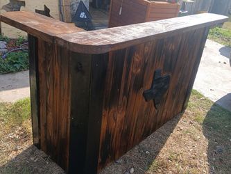 Rustic Wooden Outdoor Bar with Texas Cutout