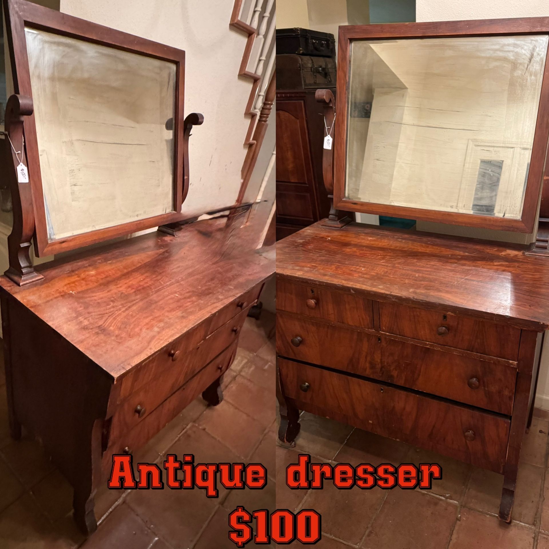 Antique Furniture - Pie Safe, Dresser. drum Table