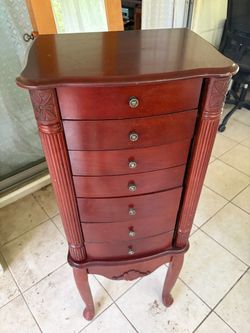 Cherry Wood Jewelry Armoire Cabinet