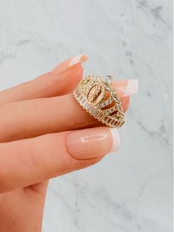 14k Gold Virgin Mary Crown Ring Virgen Guadalupe