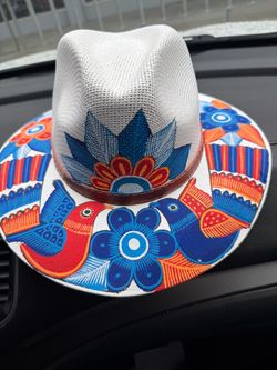 Mexican Hand-Painted Straw Wide Brim Hat
