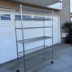 Storage Shelves with Wheels, 6 Tier Wire Shelving Adjustable Metal Shelving Pantry Shelves Capacity 1000LBS for Garage Shelving - 76" H X 48 W X 17 D