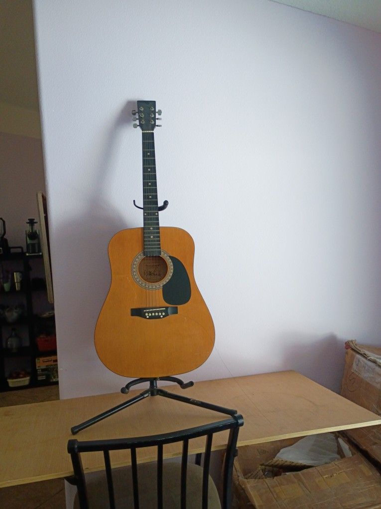 Burswood Acoustic 6 String Guitar One Stroke Need Replacement 