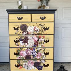 Adorable Dresser Yellow Grey Floral 