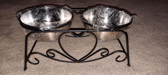 New Stainless Pet Feeding Bowls And Stand  Thumbnail
