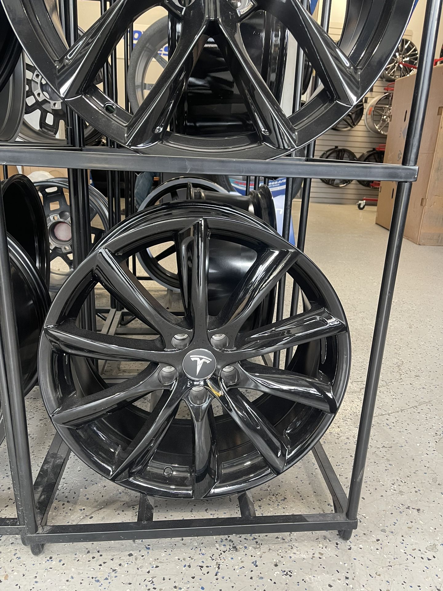 19in Full Gloss Black Turbine Model 3 Tesla Style Wheels
