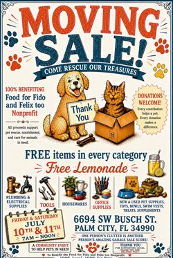 Big Moving Sale - Palm City 7/10 & 7/11 7am-12pm