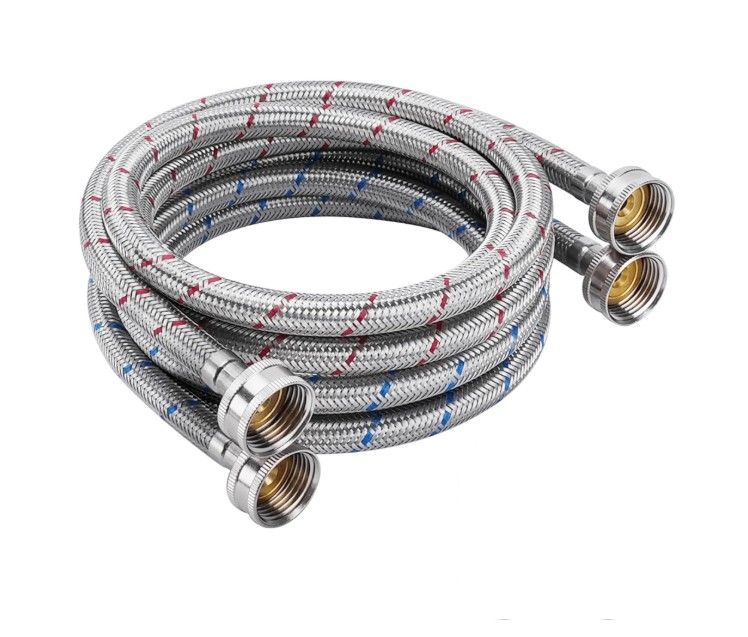 2 - Stainless Steel Washer Hoses (6FT) Hot And Cold