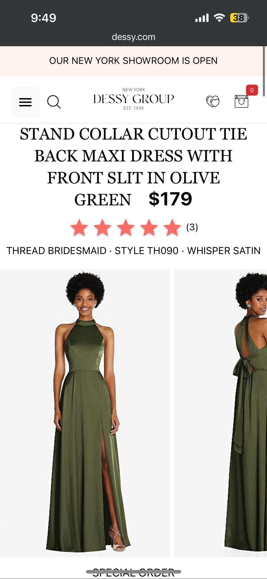 Dessy Bridesmaid Olive Green Dress