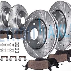 Front Rear Drilled Rotor Ceramic Brake Pad for 2003-2007 Acura TSX