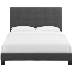 Modway Furniture Melanie Tufted Button Upholstered Fabric Full Platform Bed by Modway| Gray