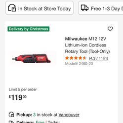 Milwaukee M12 12V Lithium-Ion Cordless Rotary Tool (Tool-Only)